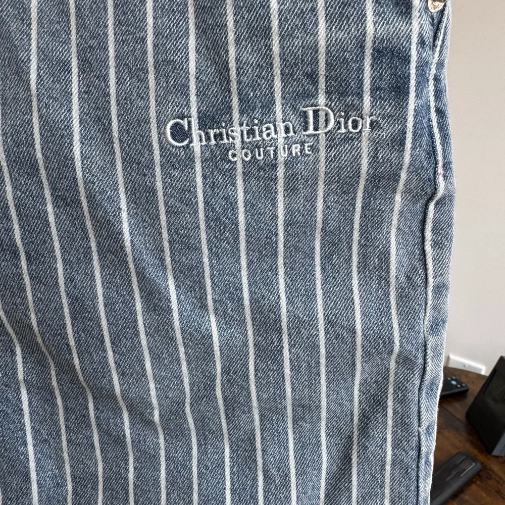 Dior Blue and White Pinstripe Denim Shorts - Picture 8 of 8